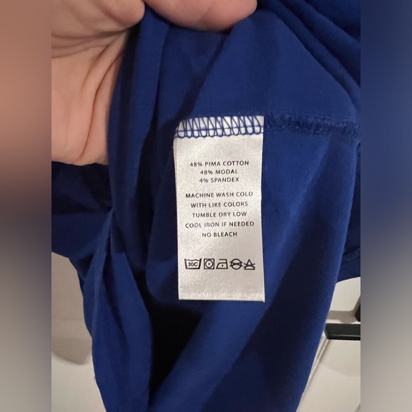 Lilla P Pima Cotton Modal 3/4 Sleeves MIDI Dress Boat Cowl Neck Blue Size M - Picture 7 of 8